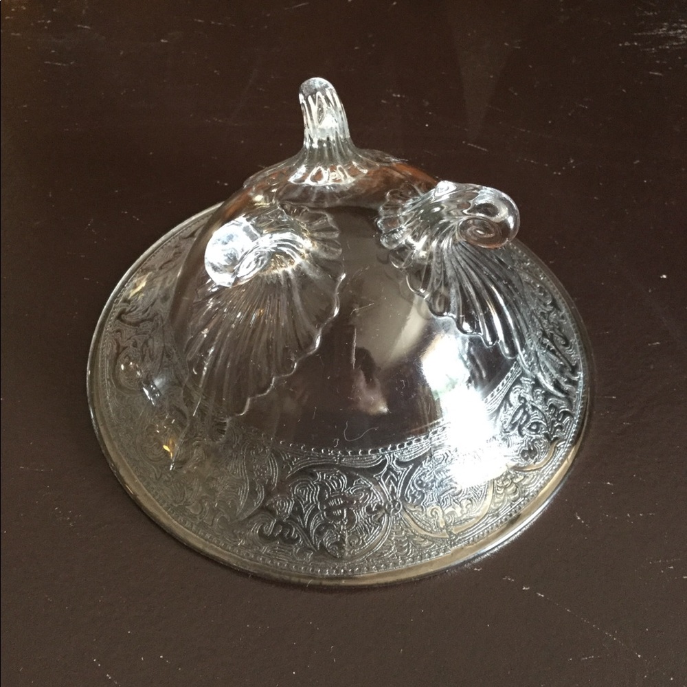 Antique Mid-Century 1950s footed Candy Glass Dish - Picture 4 of 8